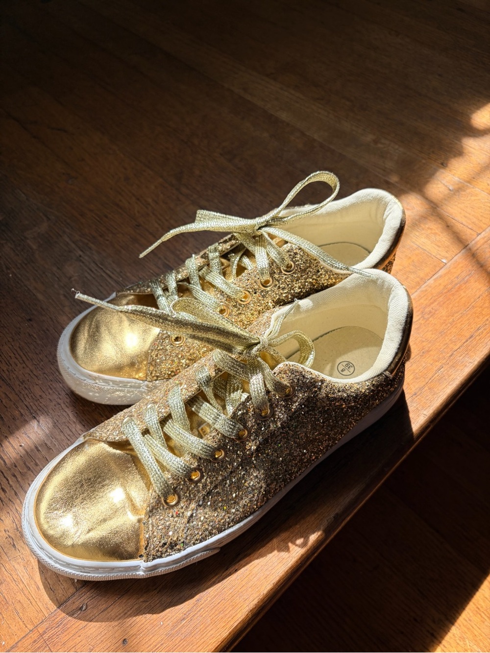 Gold Glitter Low-Top Sneakers